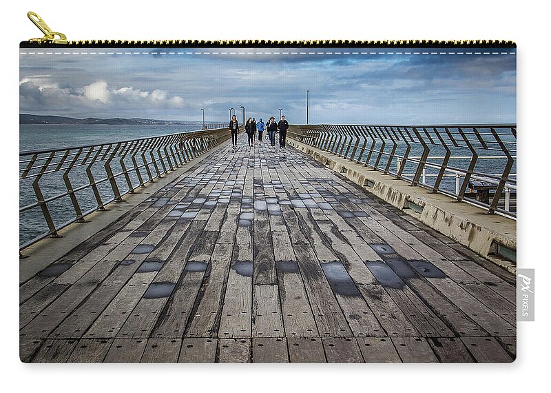 Pier Zip Pouch featuring the photograph Walking the Pier by Perry Webster