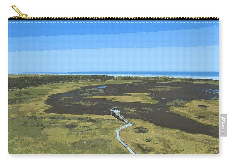 Bodie Island Zip Pouch featuring the drawing Walkway to Bodie Island Lighthouse by Darrell Foster