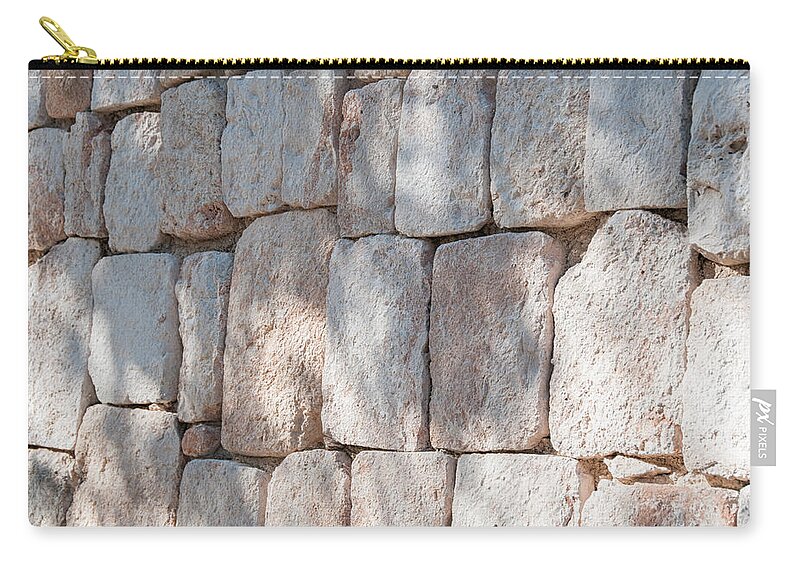 Mexico Yucatan Zip Pouch featuring the digital art Wall Detail at Uxmal by Carol Ailles