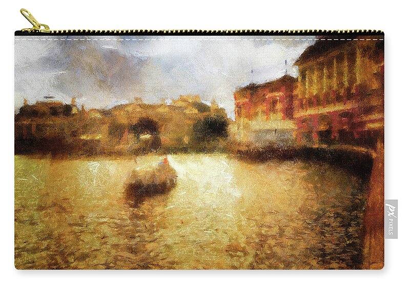 Boardwalk Zip Pouch featuring the mixed media Walt Disney World Early Morning Boardwalk Fishing PA 02 by Thomas Woolworth