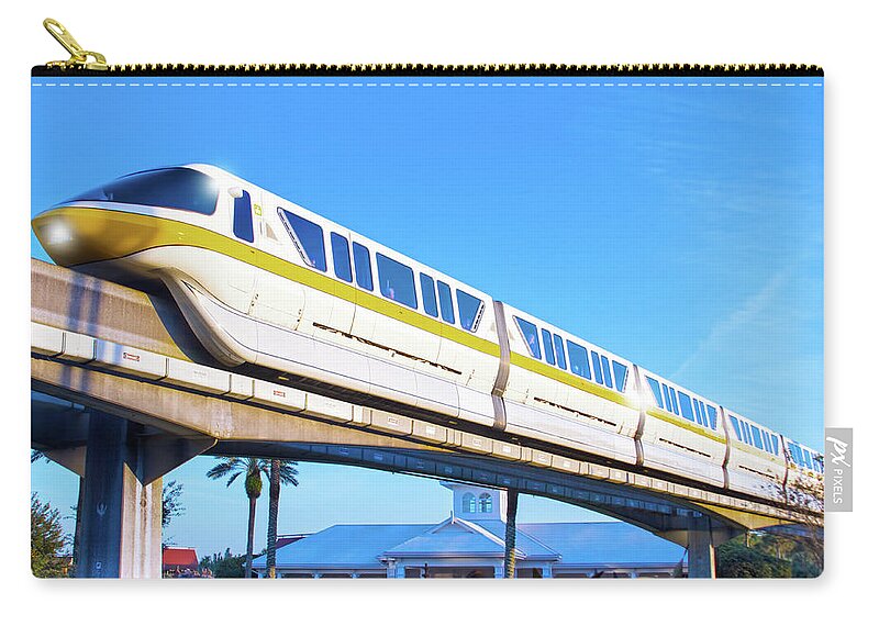 Magic Kingdom Zip Pouch featuring the photograph Walt Disney World Monorail by Mark Andrew Thomas
