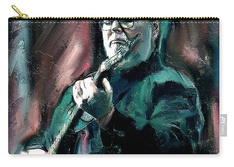 Walter Zip Pouch featuring the digital art Walter Becker Tribute 1 by Yury Malkov
