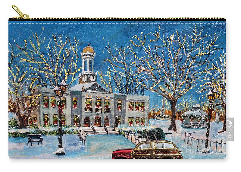 Waltham Zip Pouch featuring the painting Waltham Common Shimmering by Rita Brown