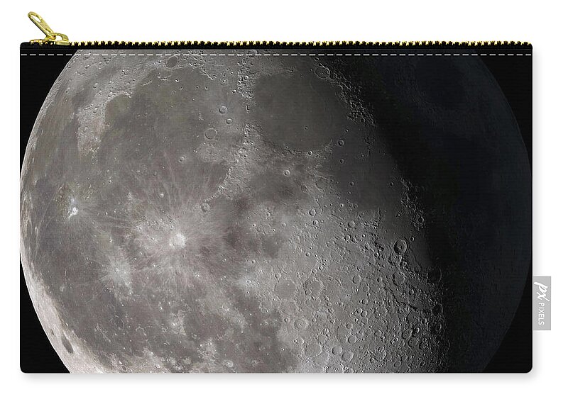 Gibbous Moon Zip Pouch featuring the photograph Waning Gibbous Moon by Stocktrek Images
