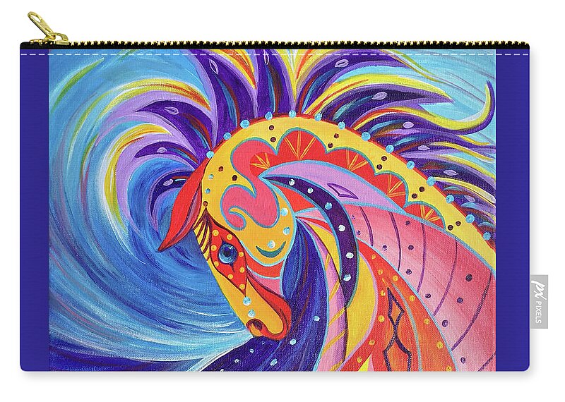 Horse Zip Pouch featuring the painting War Horse by Nancy Cupp