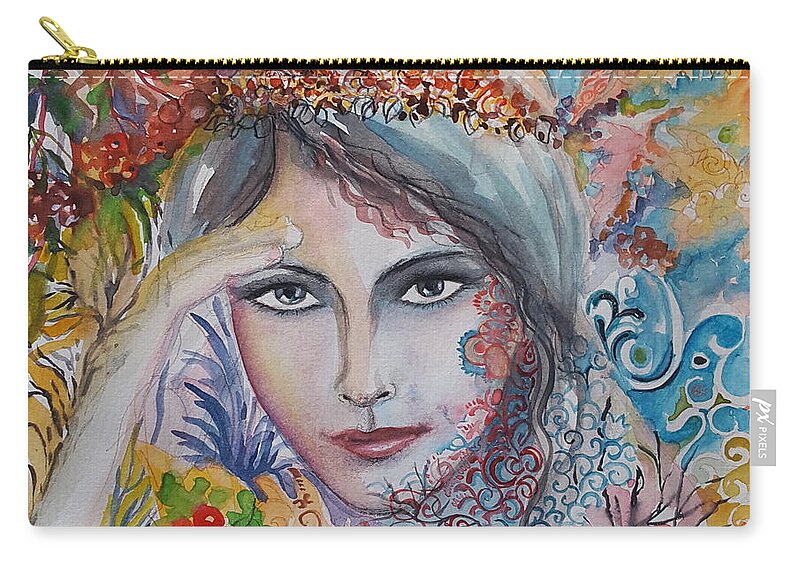 Autumn Zip Pouch featuring the painting Warm Autumn by Rita Fetisov