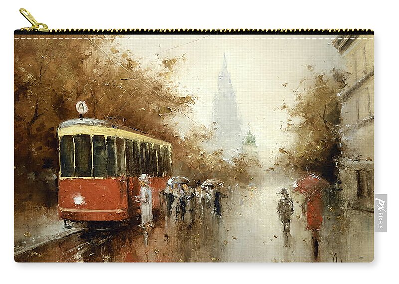 Russian Artists New Wave Carry-all Pouch featuring the painting Warm Moscow Autumn of 1953 by Igor Medvedev