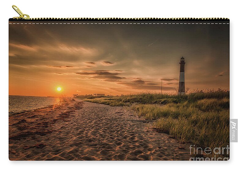 Fire Island Lighthouse Zip Pouch featuring the photograph Warm Sunrise at the Fire Island Lighthouse by Alissa Beth Photography
