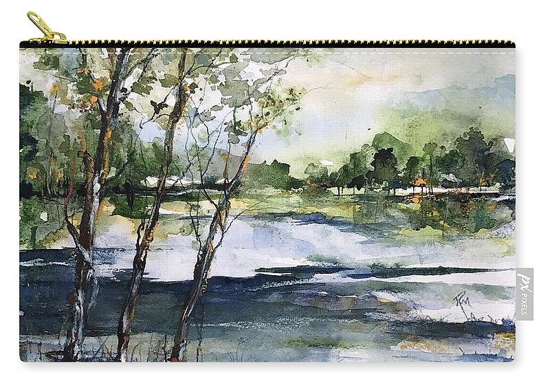 Watercolour Zip Pouch featuring the painting Warming up by Robin Miller-Bookhout