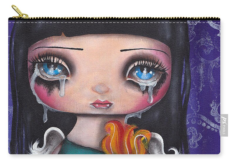 Angel Zip Pouch featuring the painting Wash Away my Tears by Abril Andrade