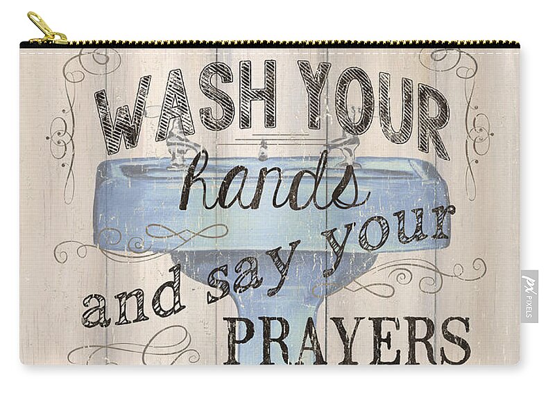 Bath Zip Pouch featuring the painting Wash Your Hands by Debbie DeWitt