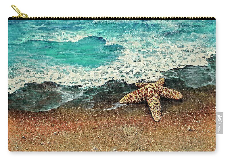Seascape Zip Pouch featuring the painting Washed Ashore by Darice Machel McGuire