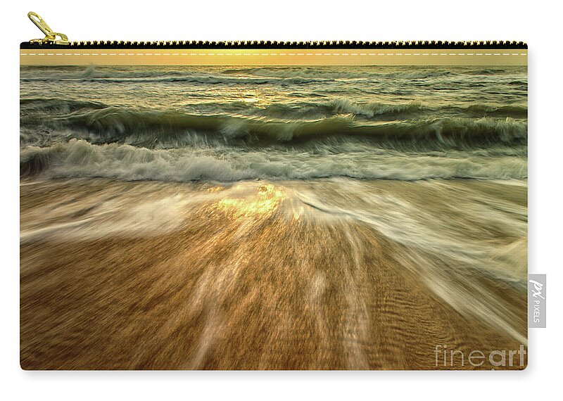Coastal Zip Pouch featuring the photograph Washing Out to Sea Nature / Seascape / Coastal Photograph by PIPA Fine Art - Simply Solid