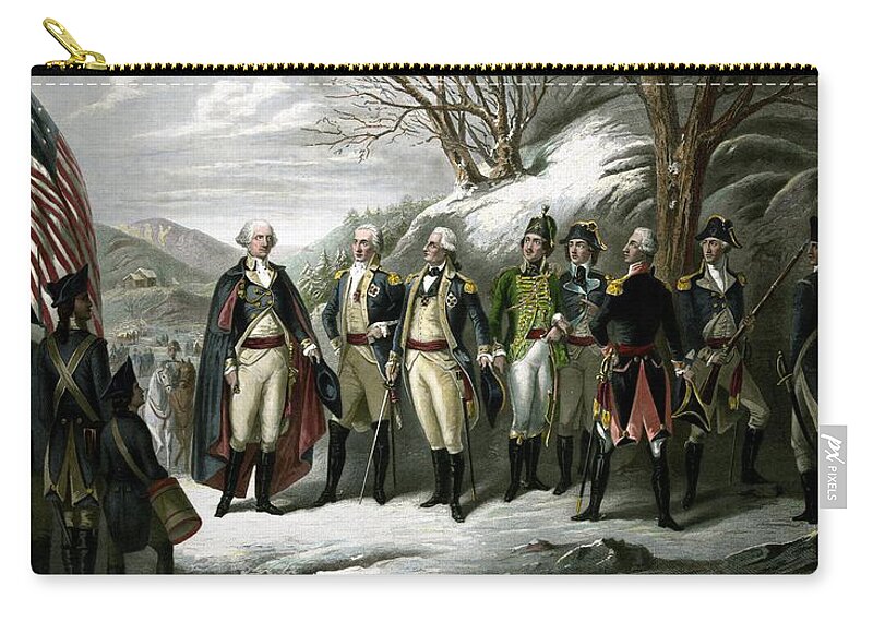 George Washington Zip Pouch featuring the painting Washington and His Generals by War Is Hell Store