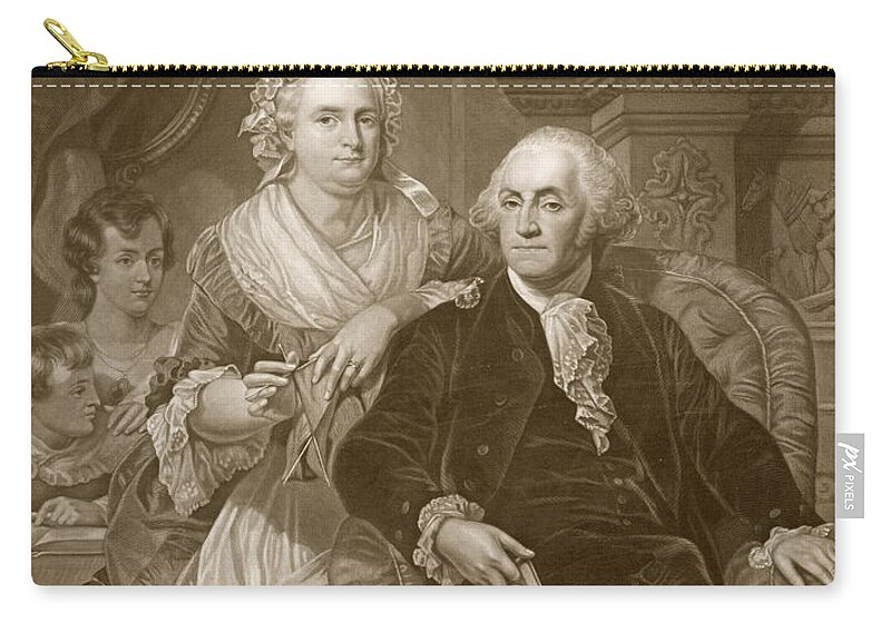 George And Martha Washington Zip Pouch featuring the drawing Washington at Home by Alonzo Chappel