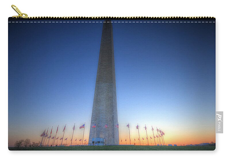 Sneffy Zip Pouch featuring the photograph Washington Monument at Sunset by Shelley Neff