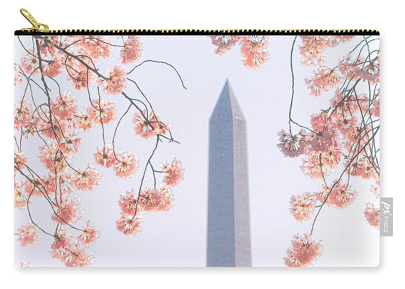 Flowering Zip Pouch featuring the photograph Washington Monument Spring Celebration by Olivier Le Queinec