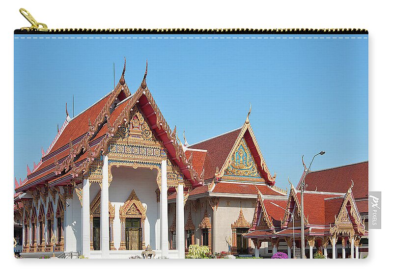 Scenic Zip Pouch featuring the photograph Wat Bangphratoonnok Phra Ubosot and Phra Wihan DTHB0557 by Gerry Gantt