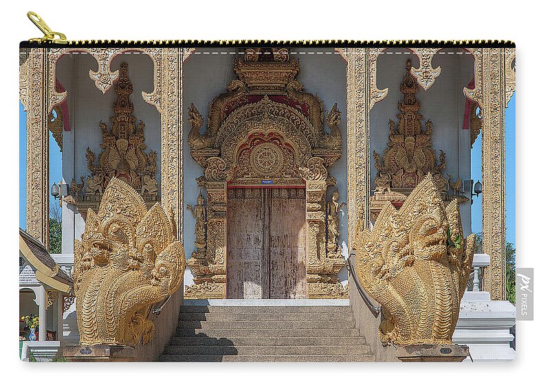 Scenic Zip Pouch featuring the photograph Wat Kumpa Pradit Phra Wihan Entrance DTHCM1662 by Gerry Gantt