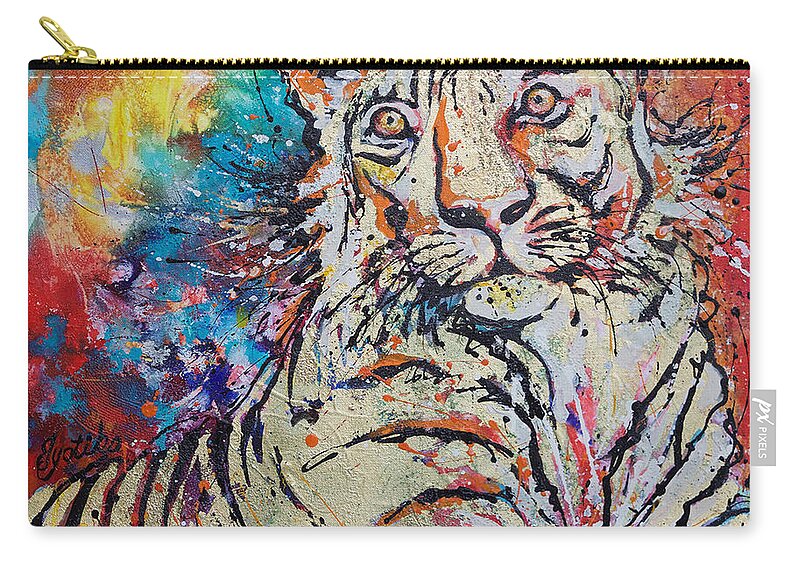 Tiger Carry-all Pouch featuring the painting Watchful Tigeress by Jyotika Shroff