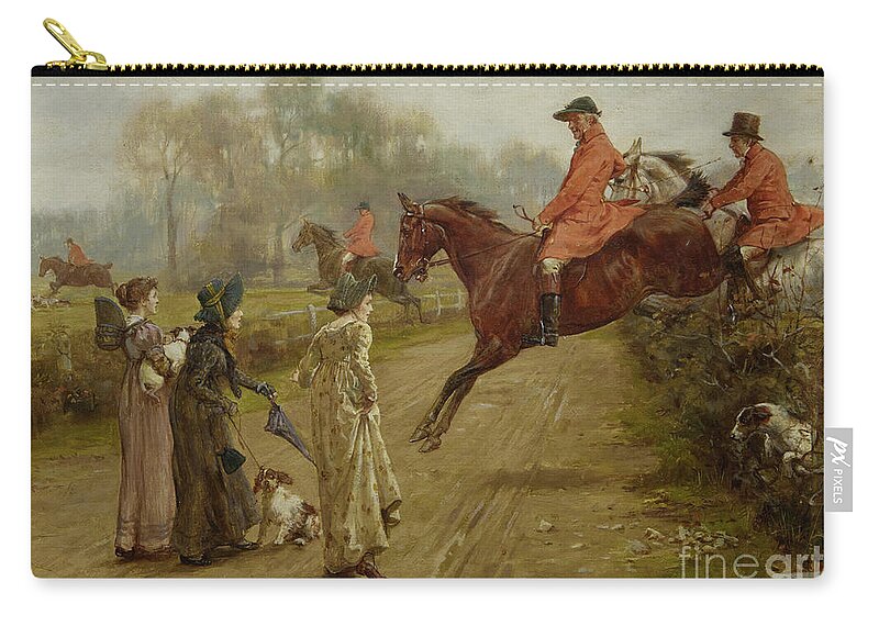 Fox Hunting Zip Pouch featuring the painting Watching the Hunt by George Kilburne