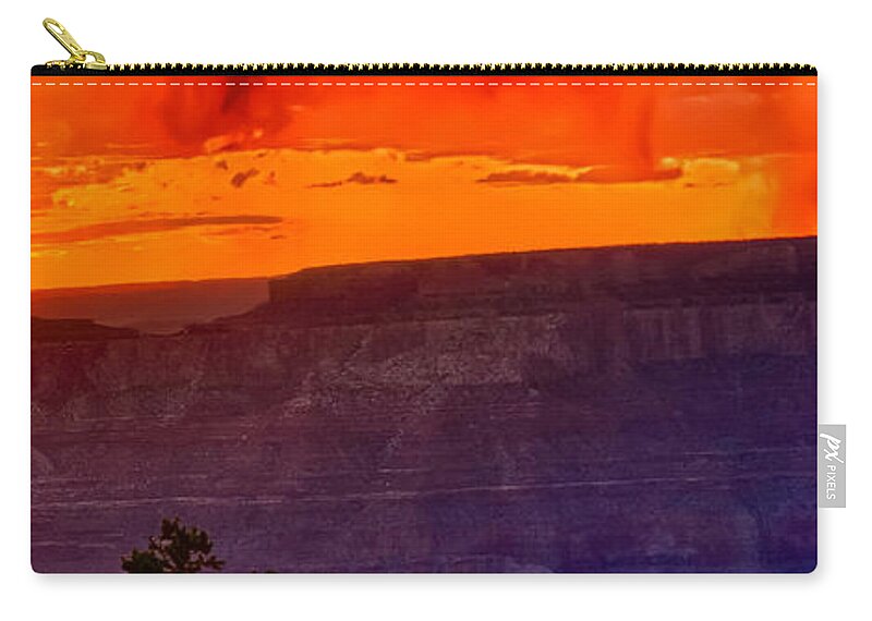 Grand Canyon Zip Pouch featuring the photograph Watchtower Stormy Sunset Triptych Right Panel by Greg Norrell