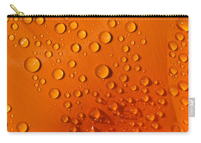 Poppy Zip Pouch featuring the photograph Water drops on poppy petal by Alexander Fedin