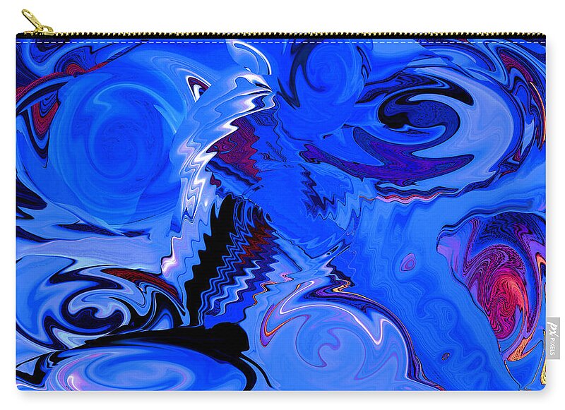 Original Modern Art Abstract Contemporary Vivid Colors Zip Pouch featuring the digital art Water Gravity by Phillip Mossbarger