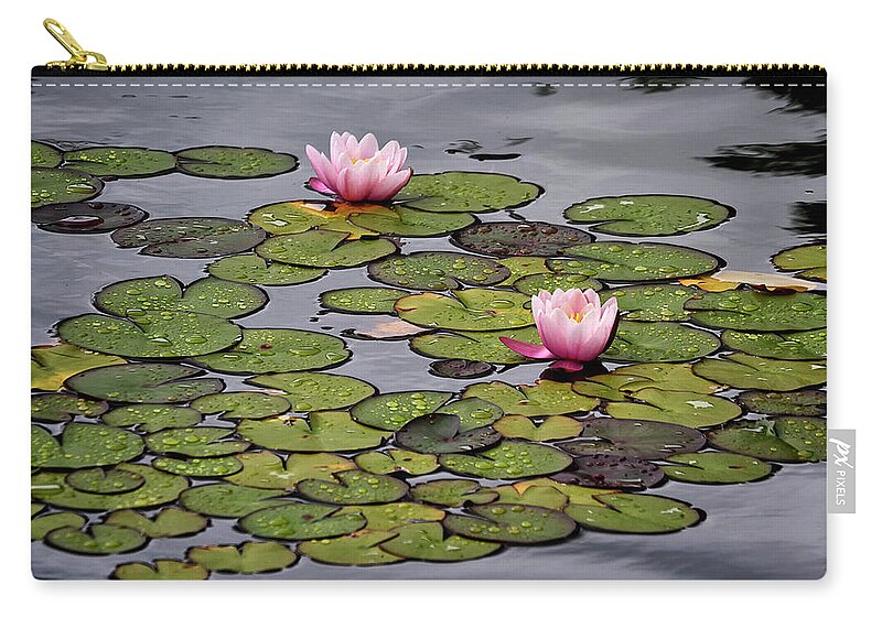 Pond Zip Pouch featuring the photograph Water lilies by Shirley Mitchell