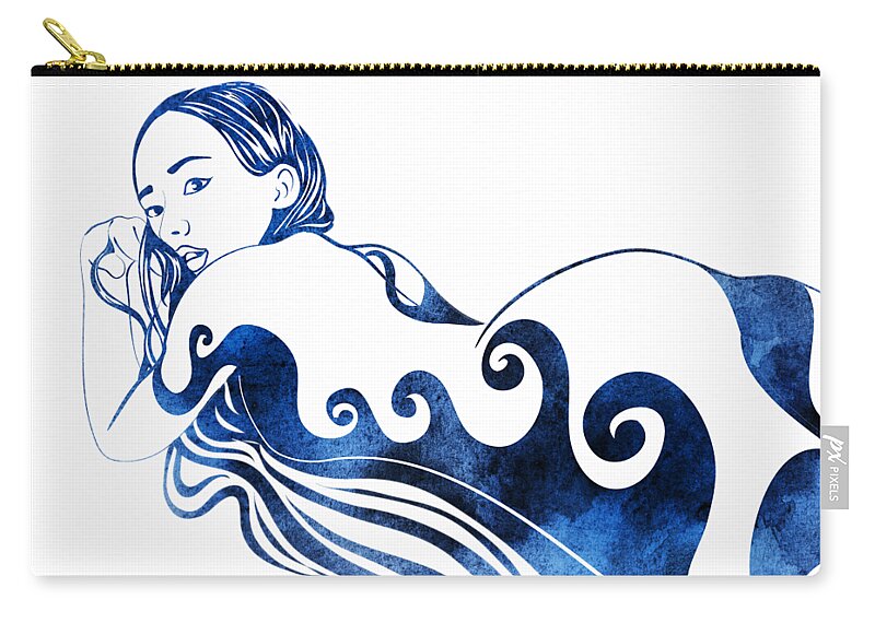 Beauty Zip Pouch featuring the mixed media Water Nymph III by Stevyn Llewellyn