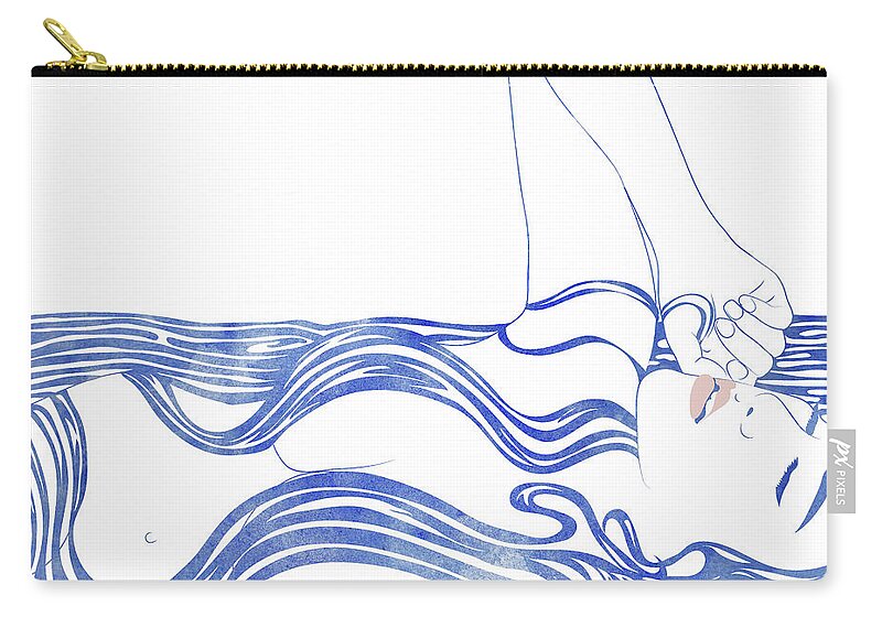 Beauty Zip Pouch featuring the mixed media Water Nymph XXXIV by Stevyn Llewellyn