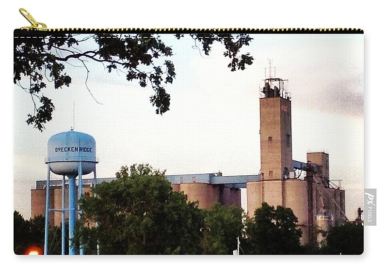 Water Tower And Silos Zip Pouch featuring the photograph Water Tower and Silos by Chris Brown