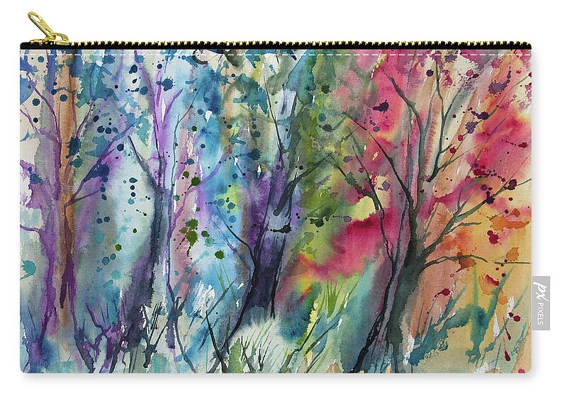 Seasons Zip Pouch featuring the painting Watercolor - Changing of the Seasons by Cascade Colors