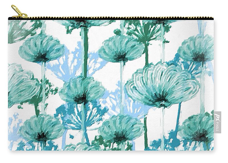 Digital Painting Zip Pouch featuring the digital art Watercolor Dandelions by Bonnie Bruno