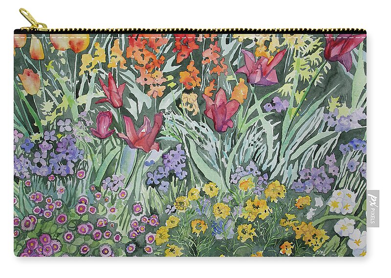 Empress Hotel Zip Pouch featuring the painting Watercolor - Empress Hotel Gardens by Cascade Colors
