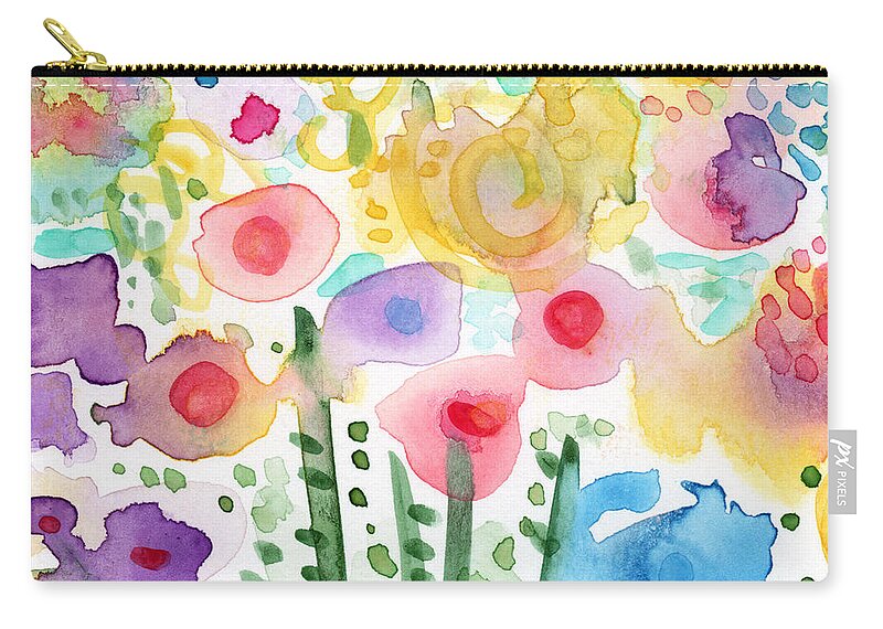 Floral Zip Pouch featuring the mixed media Watercolor Flower Garden- Art by Linda Woods by Linda Woods