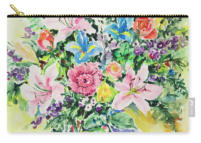 Flowers Zip Pouch featuring the painting Watercolor Series 112 by Ingrid Dohm