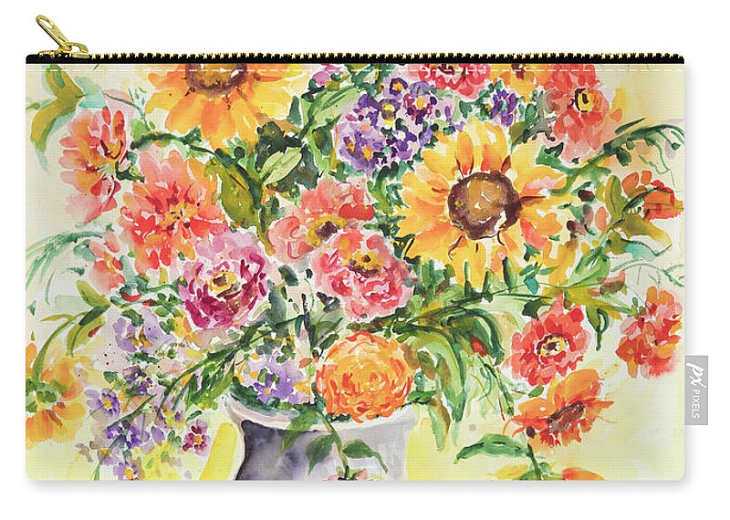 Flowers Zip Pouch featuring the painting Watercolor Series 126 by Ingrid Dohm