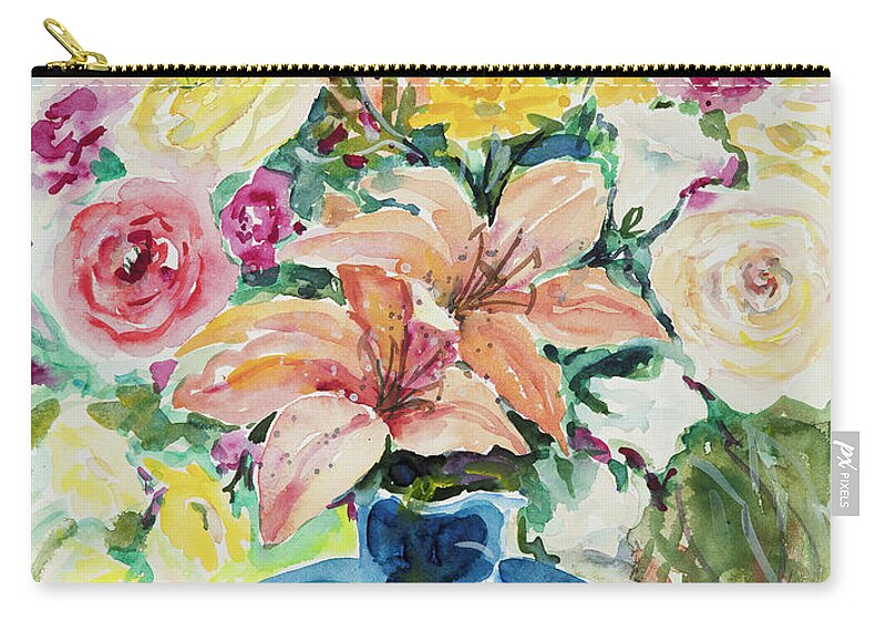 Flowers Zip Pouch featuring the painting Watercolor Series 128 by Ingrid Dohm