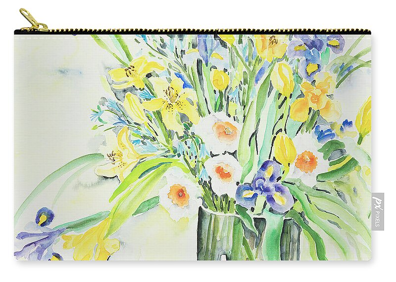 Flowers Zip Pouch featuring the painting Watercolor Series 143 by Ingrid Dohm