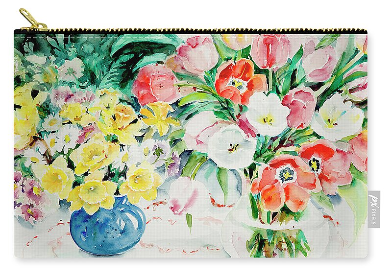 Flowers Zip Pouch featuring the painting Watercolor Series 170 by Ingrid Dohm