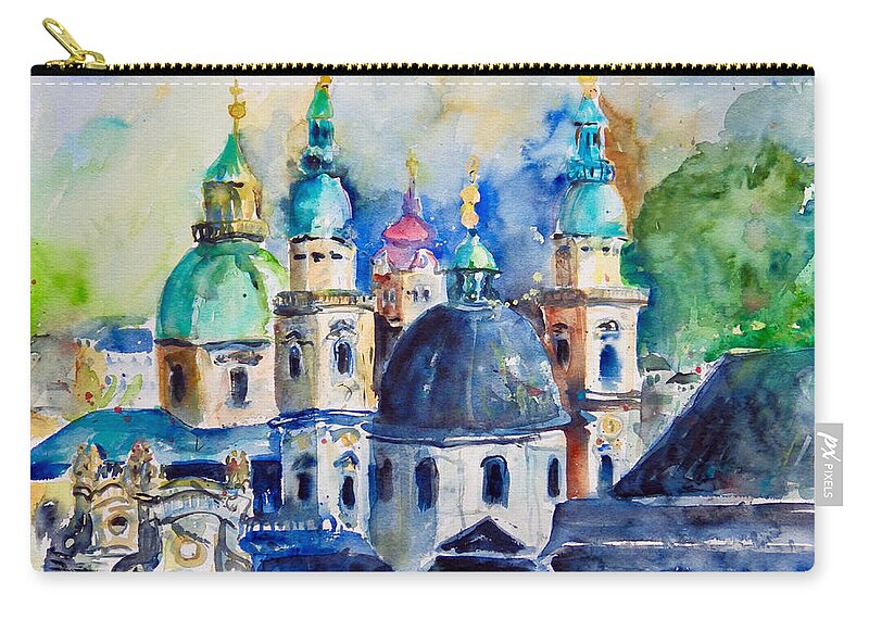 Cityscape Zip Pouch featuring the painting Watercolor Series No. 247 by Ingrid Dohm