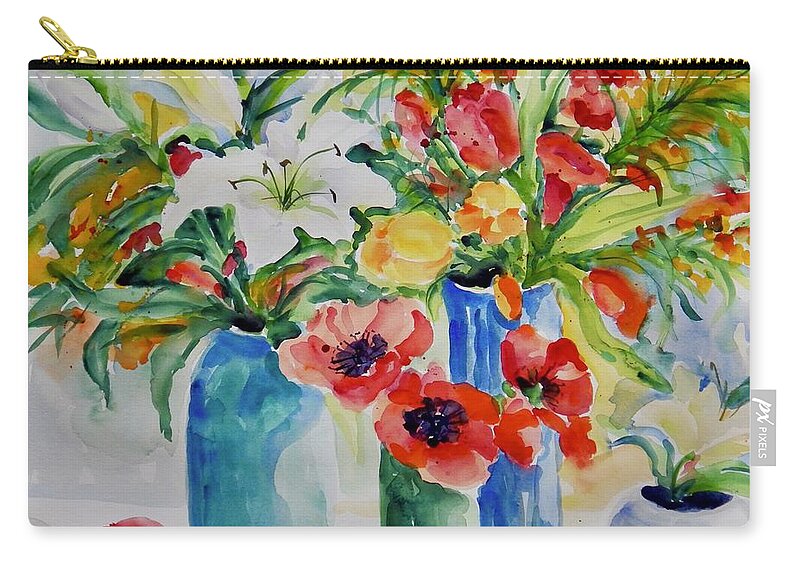 Flowers Carry-all Pouch featuring the painting Watercolor Series No. 256 by Ingrid Dohm