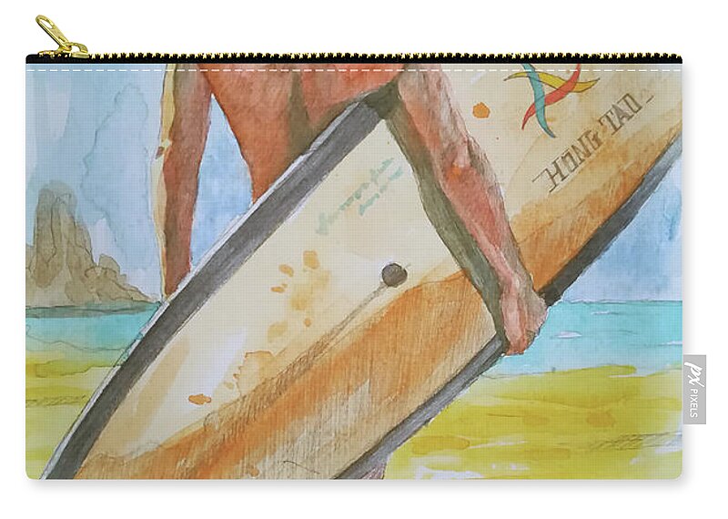 Original Art Zip Pouch featuring the painting Watercolour Male Nude On Paper#1791 by Hongtao Huang