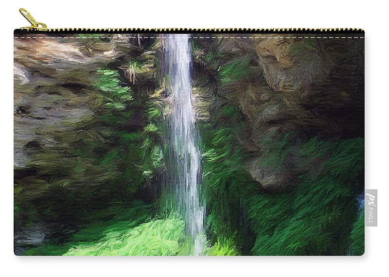 Water Zip Pouch featuring the painting Waterfall 2 by Jeffrey Kolker