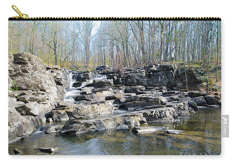 Wickecheoke Zip Pouch featuring the photograph Waterfall at Wickecheoke Creek by Bill Cannon