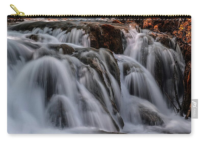 Waterfall Zip Pouch featuring the photograph Waterfall cascades by Jaroslaw Blaminsky