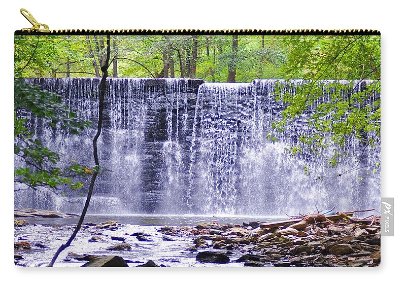 Waterfall Zip Pouch featuring the photograph WaterFall in Gladwyne by Bill Cannon