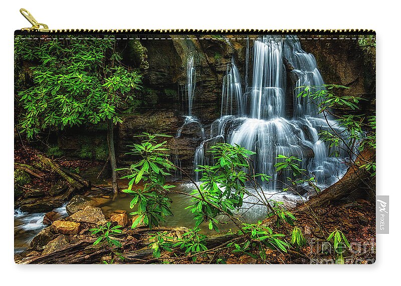 Waterfall Zip Pouch featuring the photograph Waterfall on Back Fork by Thomas R Fletcher