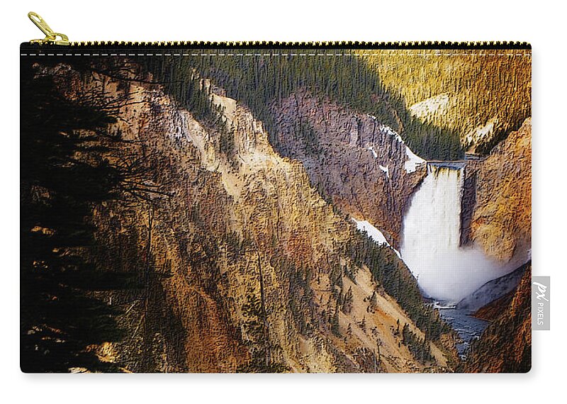 Rocks Zip Pouch featuring the photograph Waterfall Yellowstone 2 by Jo-Anne Gazo-McKim
